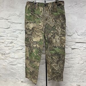 Vtg Walls Camo Cargo Pants Mens Size 38-40x31 Double Knee Realtree Hardwoods USA